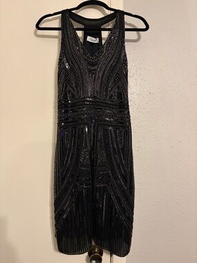 Lumiere Black Beaded Midi Dress
